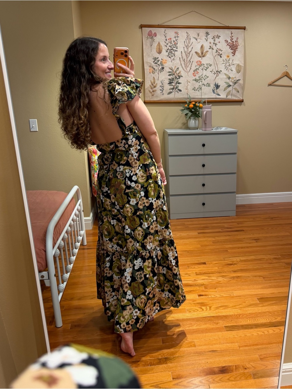 Anthropologie Moon River V-Neck Shirred Midi Dress Large - Picture 5 of 13